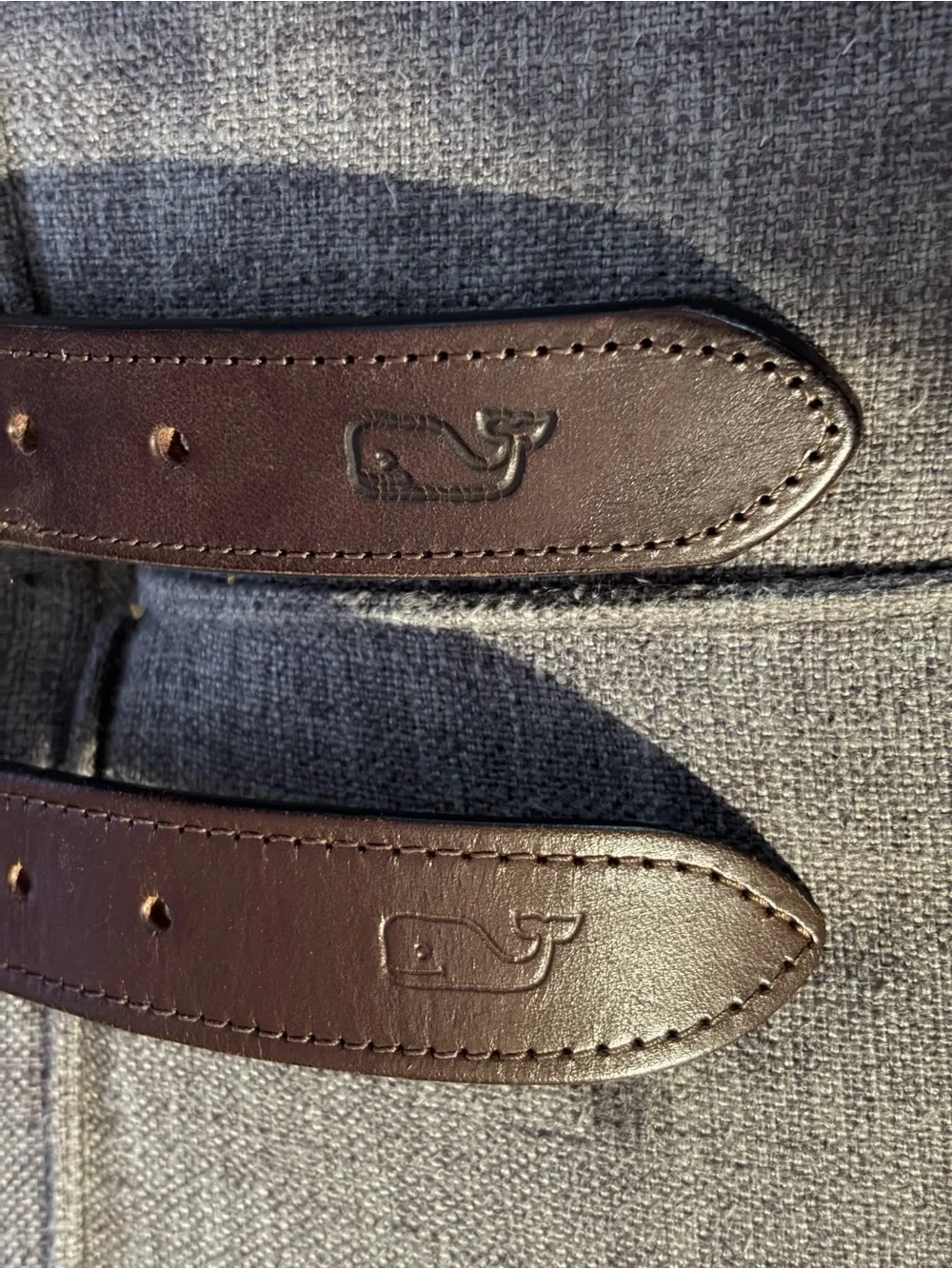 Vineyard Vines Men's Belt bundle two Brown Leather Trim 38 solid brass buckle